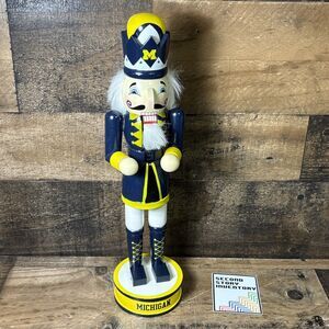 MICHIGAN WOLVERINES WOODEN NUTCRACKER Forever Collectibles HOLIDAY DECORATION